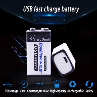 Pin Sạc 9V - Cổng Micro USB Doublepow 6F22 650mAh