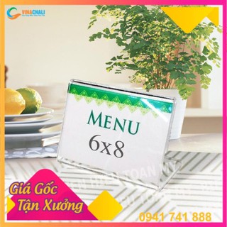 Menu mica chữ l size 6cm x 8cm và 6cm x 6cm