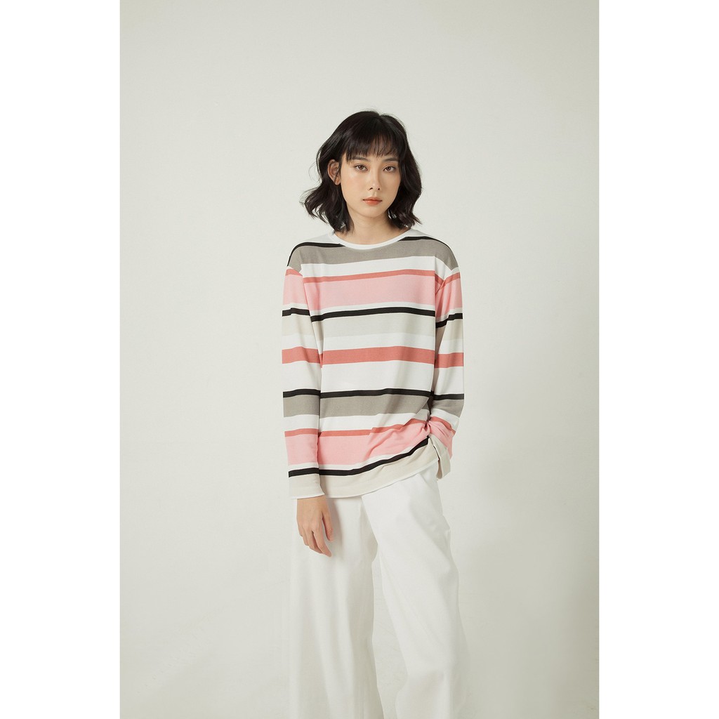 Áo thun sweater nữ màu kẻ ngang chất len mềm mại MADELEN