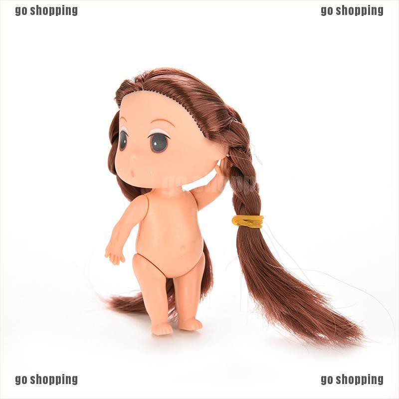 {go shopping}Mini Naked Doll with Double Brown Braids Princess Cake Mold for ddung Girl 8cm