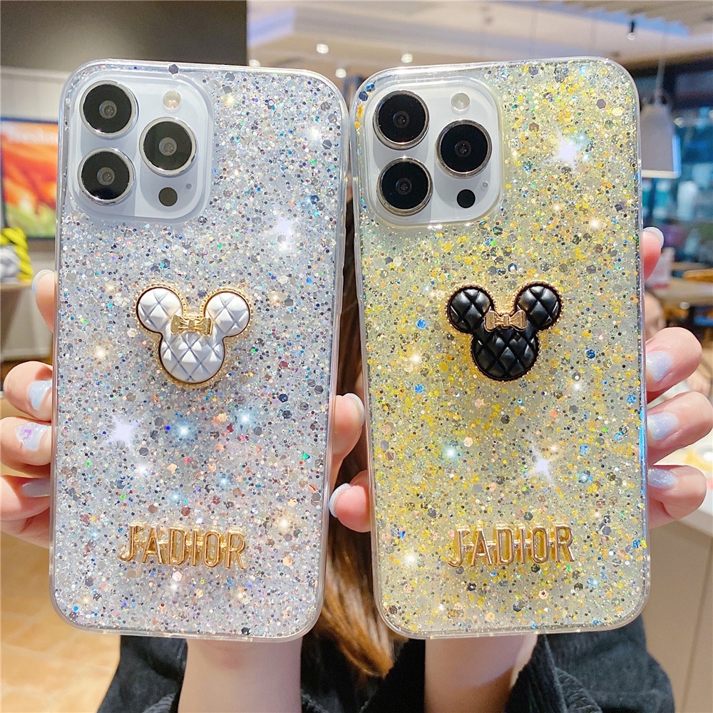 Ốp Điện Thoại Silicon Mềm Họa Tiết Hoạt Hình Lấp Lánh Dễ Thương Cho iPhone 13 12 11 Pro Max XR X XS Max