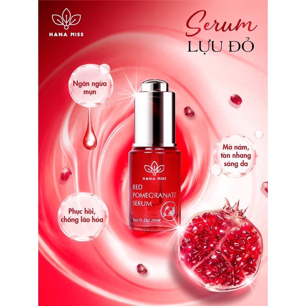 (Tặng 9 mặt nạ) BỘ 3 COMBO DƯỠNG DA HOÀN HẢO [Hana Miss] Serum lựu đỏ,kem sakura,bột rửa mặt linh Chi | BigBuy360 - bigbuy360.vn