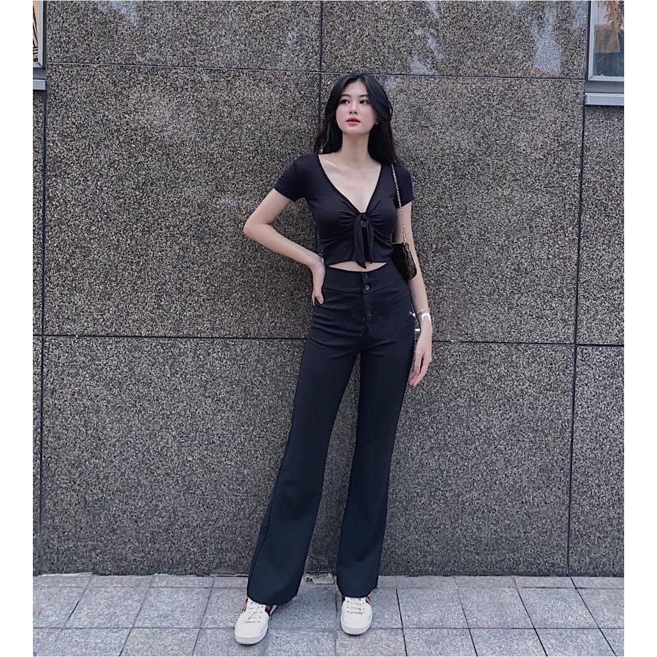 Quần Tây Ống Loe Dáng Dài Vải Cát Hàn Co Dãn | BigBuy360 - bigbuy360.vn