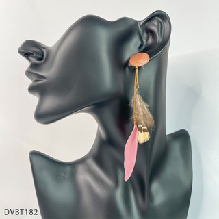 Bông tai boho lông vũ hồng neon - dvbt182