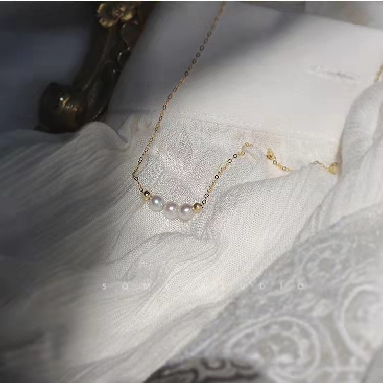 Vòng cổ Mạ Vàng/Bạc Mặt Hình Mặt Cười Đính Ngọc Trai