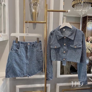 Set váy áo denim