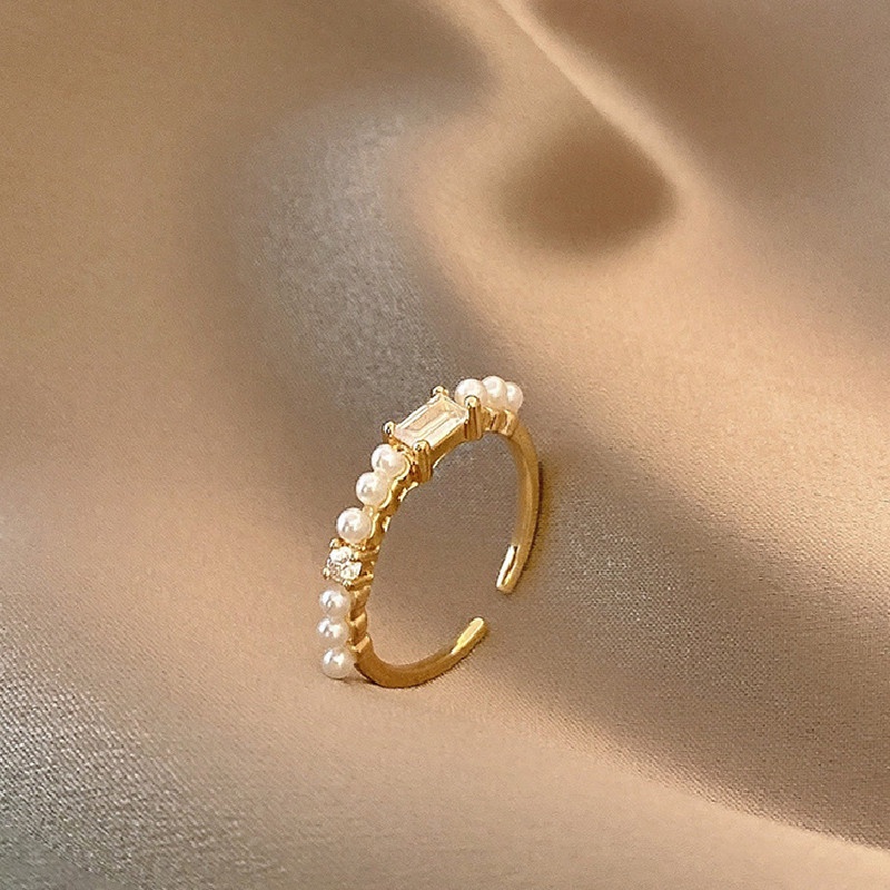 Nhẫn hở đính đá zircon hình hoa phong cách Hàn Quốc thời trang cho nữ