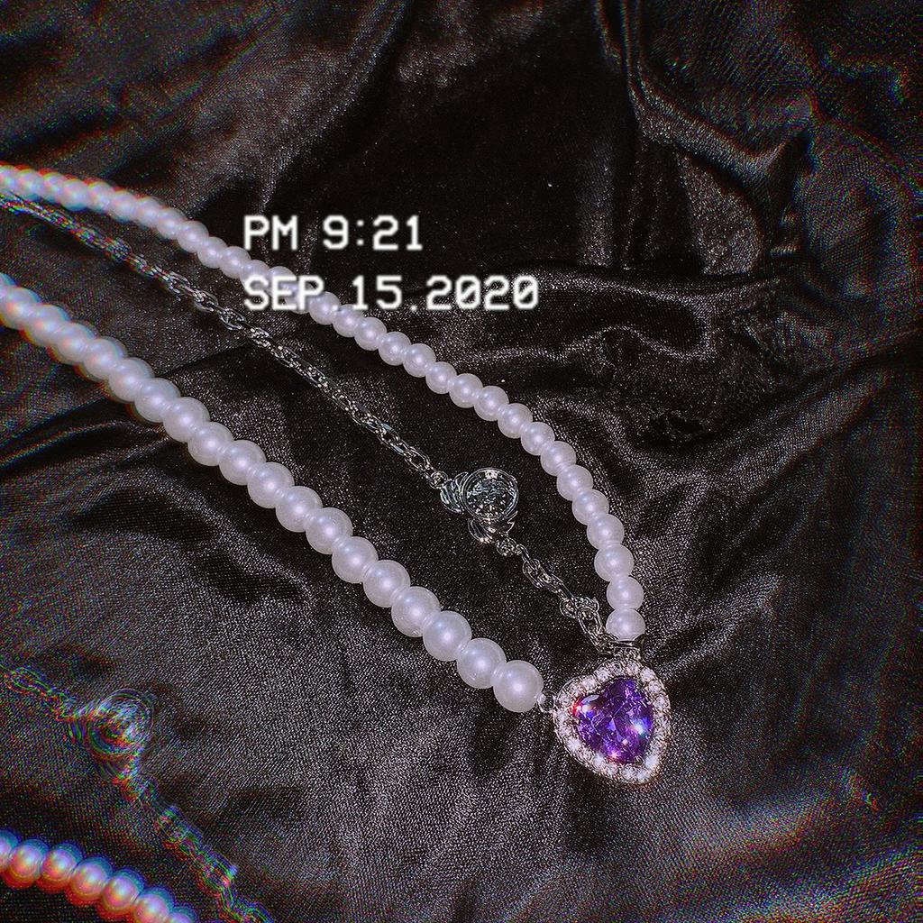Dây Chuyền Ngọc Trai Tím Thiết Kế Đơn Giản Thời Trang 22679