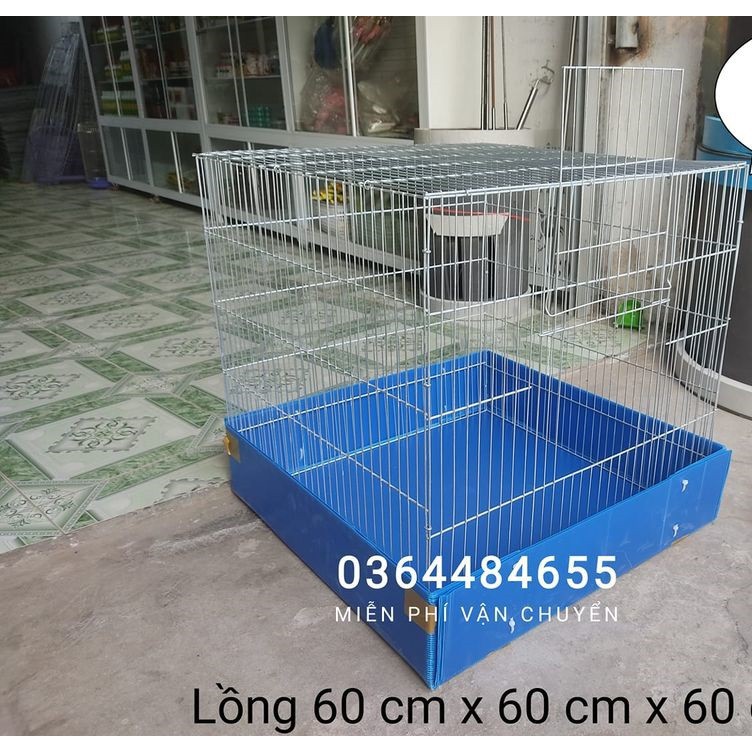 [Mã PET50 giảm 10% - tối đa 50K đơn 250K] Lồng Nuôi Gà Chọi, Gà Tre ⚡LOẠI CHỐNG CHUỘT ⚡Lồng Gà 60x60x60 cm Kèm Khay Nhựa