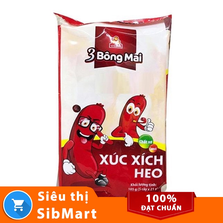 Xúc xích heo 3 bông mai tiệt trùng Vissan 105g (5 cây) - Siêu Thị SibMart - SB0035