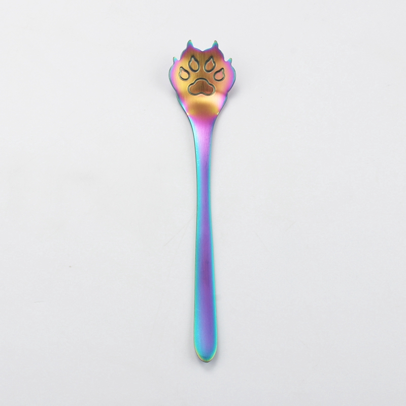 Ins net red stainless steel creative cat dog claw hollow coffee stirring dessert spoon MK