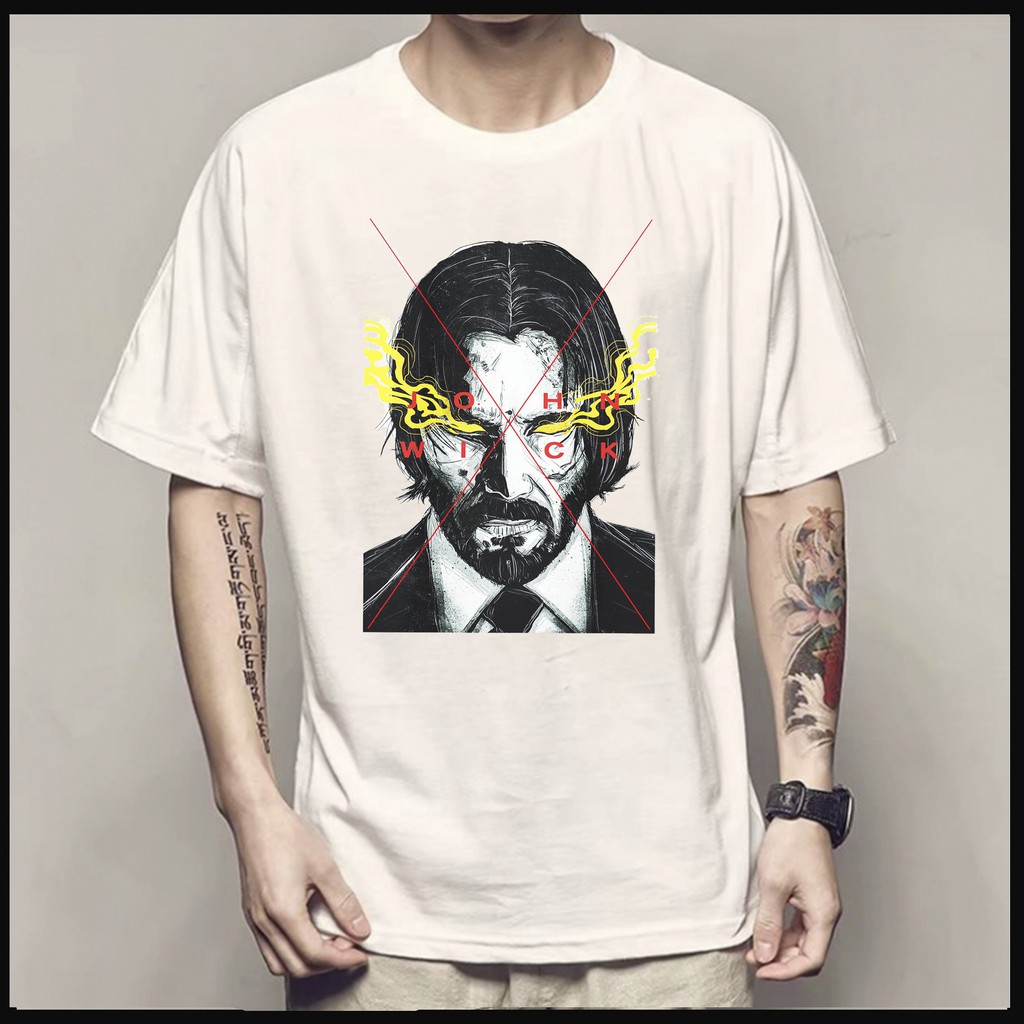 Áo Thun Unisex Vải Cotton Ngắn Tay Hình JOHN WICK