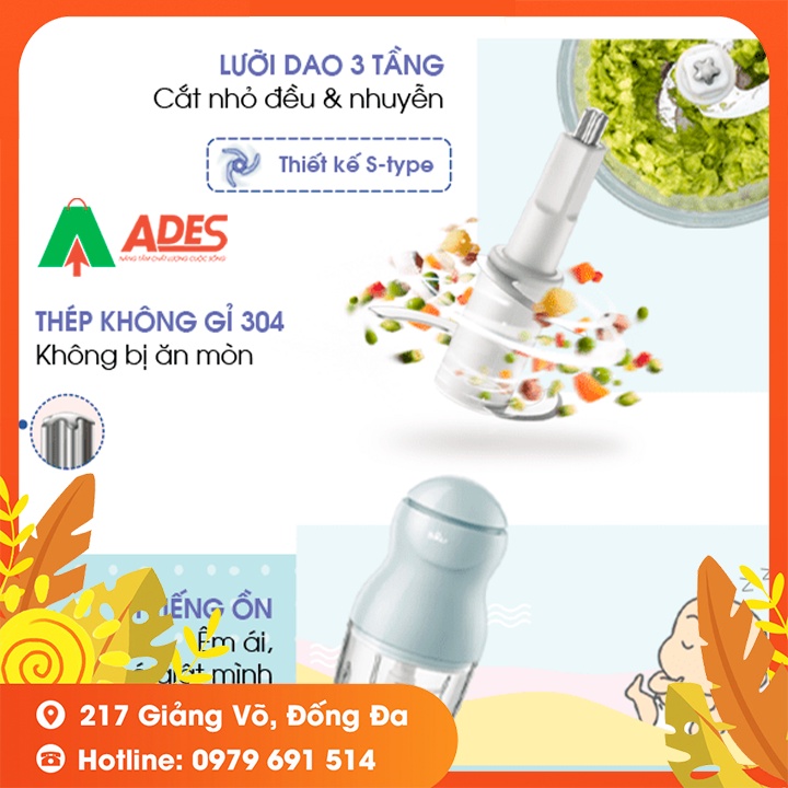 Máy xay sinh tố đa năng Bear GR-B03V2 - BẢN QUỐC TẾ - Bảo Hành Chính Hãng - Máy Xay Cầm Tay, Xay Thực Phẩm, Xay Đa Năng