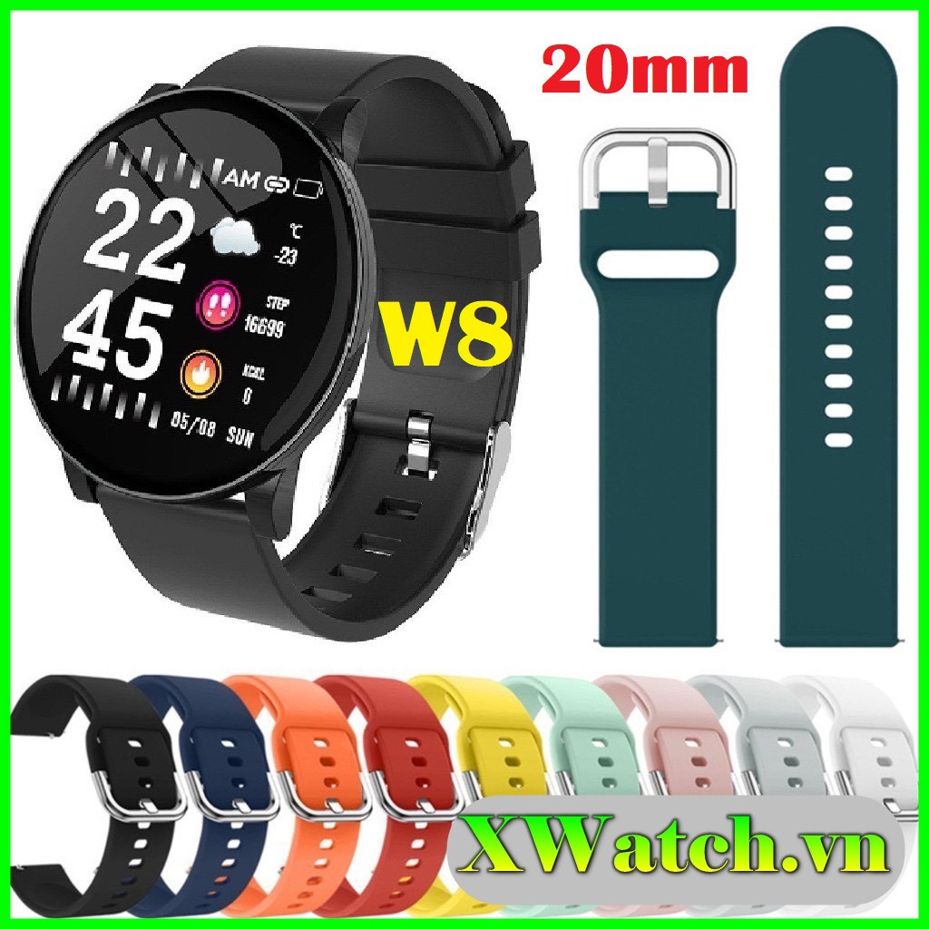 Dây đeo silicon 20mm cho đồng hồ thông minh W8 Samsung Galaxy Watch 1/3, Active 1/2, Gear S2/S3, Gear Sport...