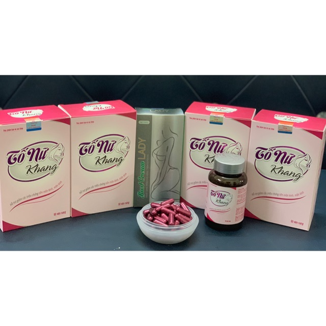 Combo 4 hộp TỐ NỮ KHANG 60 viên-TĂNG VÒNG 1-TĂNG NỘI TIẾT TỐ, DA ĐẸP tặng kèm kem massa Bust Lady