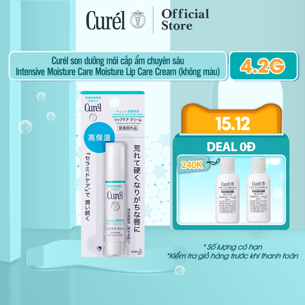 Son Dưỡng Môi Cấp Ẩm Chuyên Sâu Curel Intensive Moisture Care Moisture Lip Care Cream 4.2g Không Màu