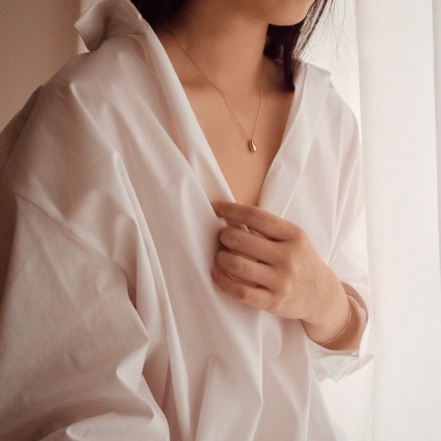 Vòng cổ bạc 925 SUMMERY mặt giọt nước dây chuyền S925 mạ vàng