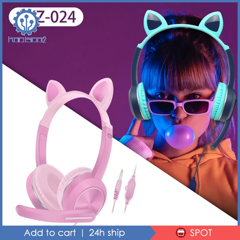 ✨Hàng sẵn sàng✨Tai nghe chụp tai hình tai mèo có micro jack 3.5mm