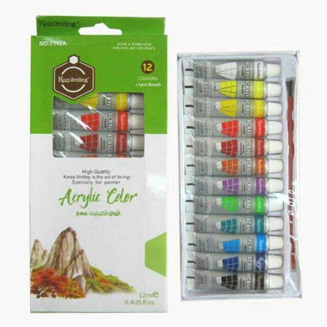 Bộ 12 màu acrylic Keep Smiling dang tuýp 6ml
