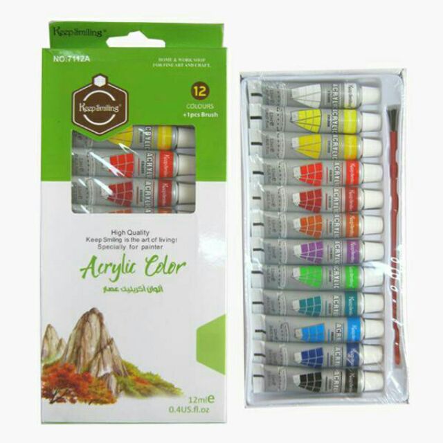 Bộ 12 màu vẽ vải/kính/sơn dầu Oil Color/màu nước Water Color/màu acrylic 6ml vẽ t nhiều chất liệu (không phai khi giặt