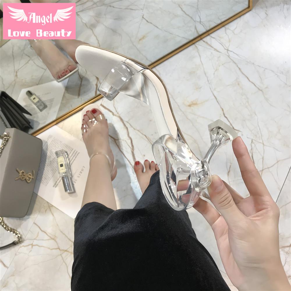 Giày Sandal Cao Gót Hở Ngón Quai Trong Suốt Thời Trang Dành Cho Nữ 2022
