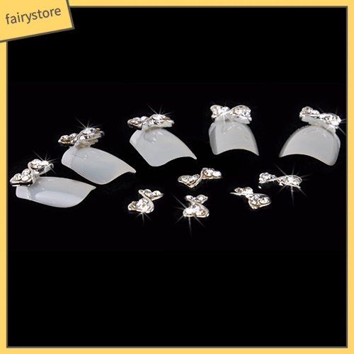 Set 10 vật liệu hình nơ lấp lánh dùng trang trí móng tay 3D xinh xắn