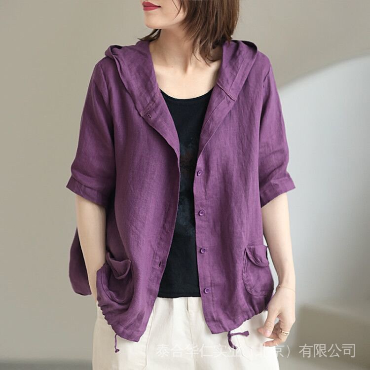 Áo Khoác Cardigan Cotton Mỏng Dáng Rộng Có Nón Trùm Đầu Thời Trang Mùa Hè Dành Cho Nữ 2022