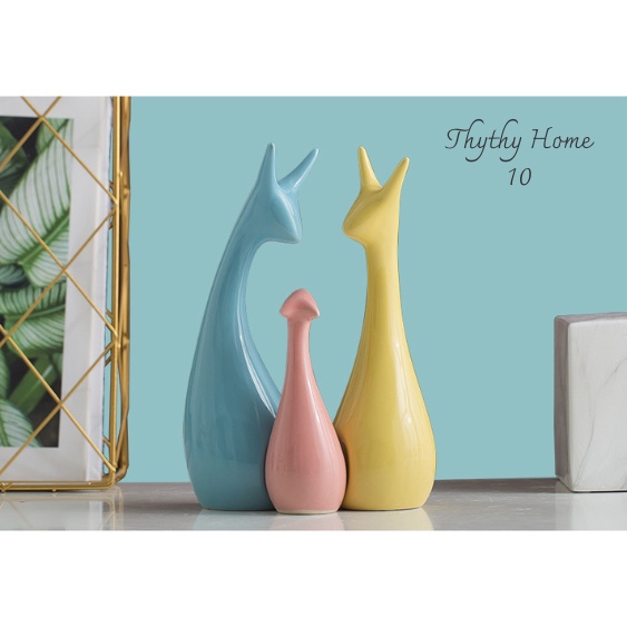 Gia Đình Nai Hươu |Tượng Sứ Hình Nai Và Hươu Trang Trí