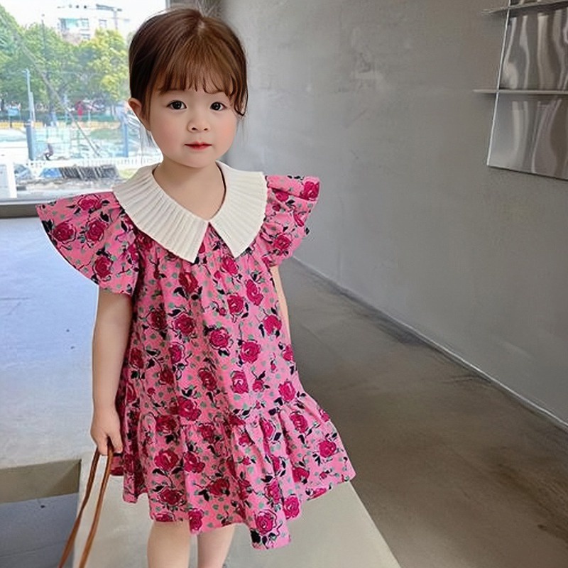 Đầm Hoa Cổ Búp Bê Thời Trang Mùa Hè Xinh Xắn Dành Cho Bé Gái