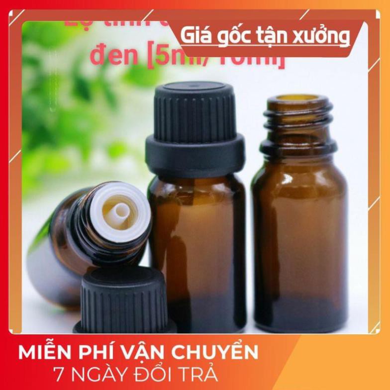 Lọ Chiết Serum ❤ SIÊU RẺ ❤ [5ml,10ml] Chai lọ đựng tinh dầu thủy tinh nắp đen nhỏ giọt , phụ kiện du lịch