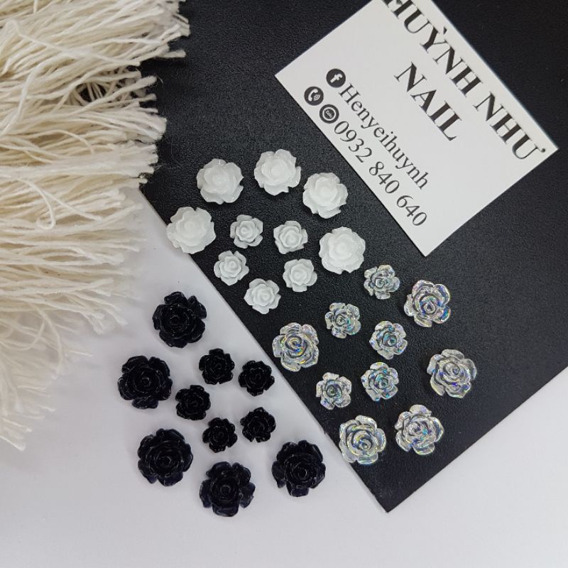 SET 50 CÁI CHARM BÔNG HỒNG- CHARM NHỰA CAO CẤP