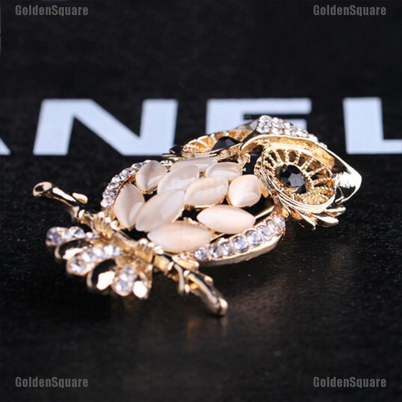 Big Owl Brooches Bouquet Vintage Wedding Hijab Scarf Pin Up Buckle Broches [GoldenSquare]