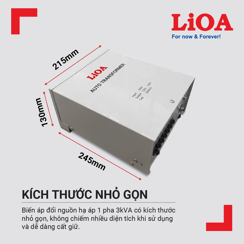 Biến áp tự ngẫu LiOA 3000VA DN030 - Bộ đổi nguồn LiOA 3000VA