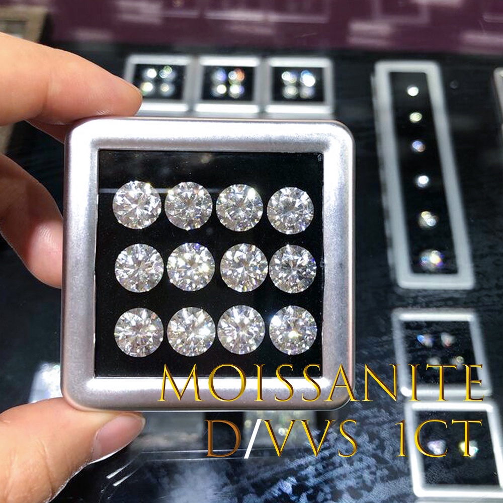 Đá moissanite / moissanite diamond 1CT D / VVS Với Chứng Nhận (1 Cái)