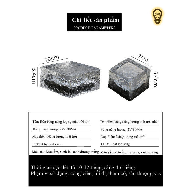 【HÀNG SẴN】Đèn năng lượng mặt trời sân vườn viên đá trang trí DECOR ngoài trời chống thấm nước MOXI.
