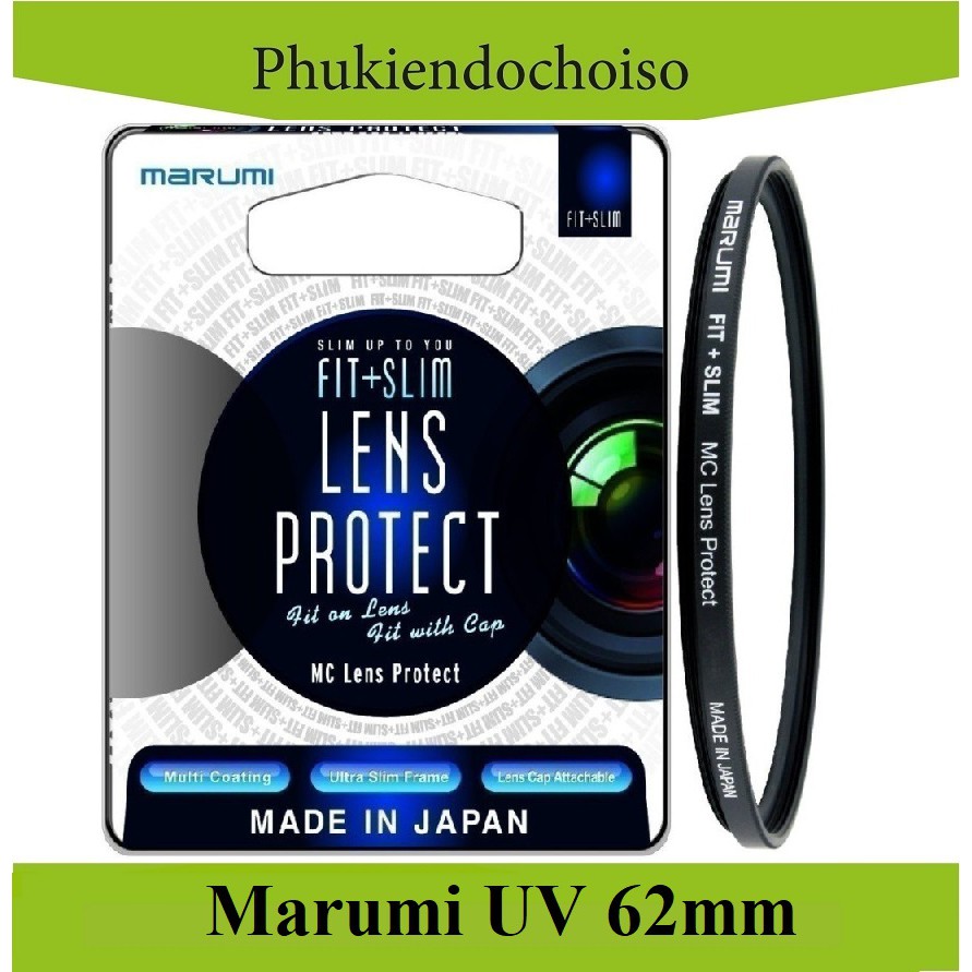 [Mã 229ELSALE hoàn 7% đơn 300K] Filter Kính lọc Marumi Fit and Slim MC Lens protect UV 62mm