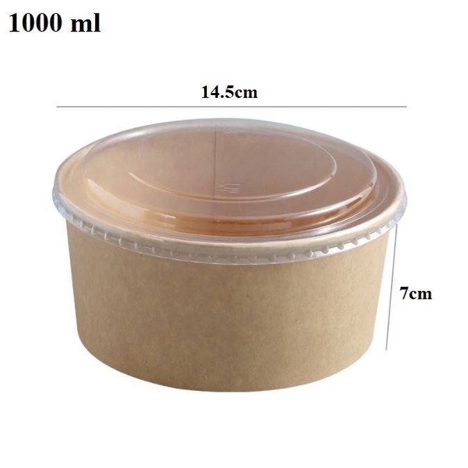 Bát giấy kraft đựng thức ăn có nắp 750ml-1000ml