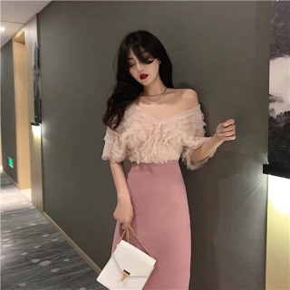 Váy nữ đẹp🍒set váy nữ xinh màu hồng trẻ trung