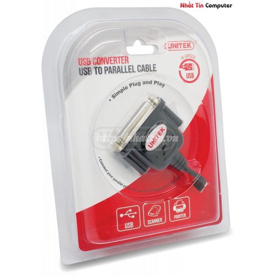 Cáp USB To LPT Parallel UNITEK Y-121 Chính Hãng