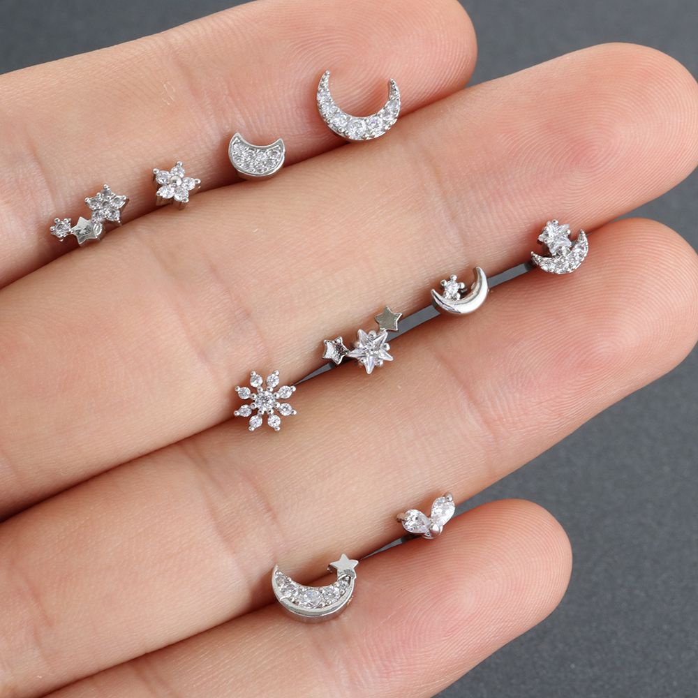 Khuyên xỏ sụn tai hình hoa mặt trăng thời trang cho nữ