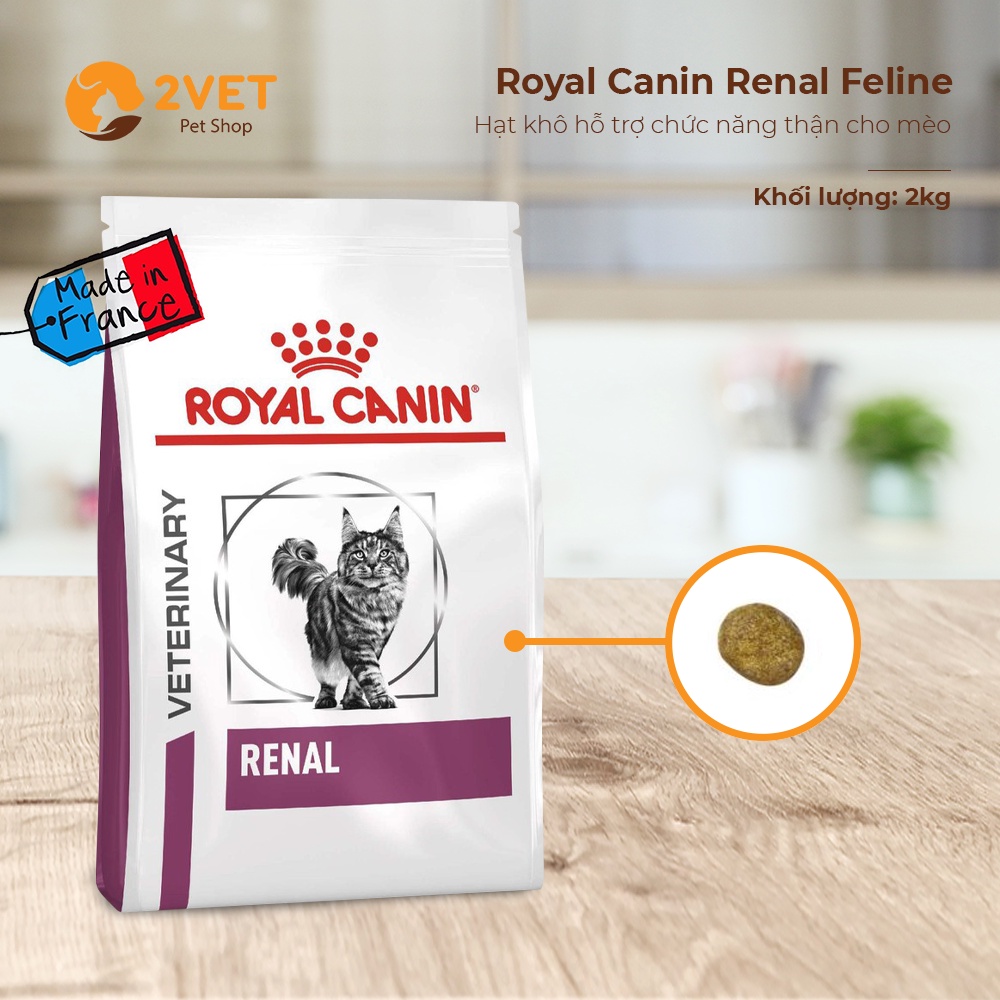 Royal Canin Renal Feline - Thức Ăn Hỗ Trợ Chức Năng Thận Cho Mèo - Túi 2Kg - Đồ Ăn Hạt Khô Cho Mèo