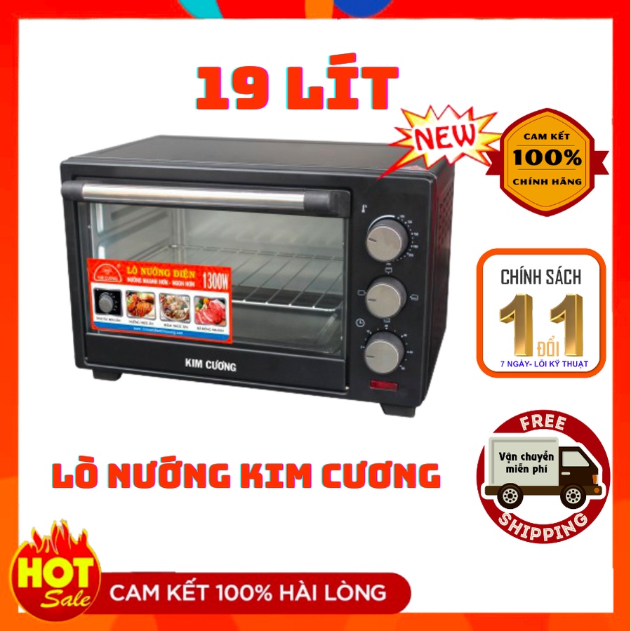Lò nướng thùng đa năng 19 lít Kim Cương KC-19A, Công Suất 1300W, Phù Hợp Gia Đình 4 Người- Gia Dụng Linh Nhi