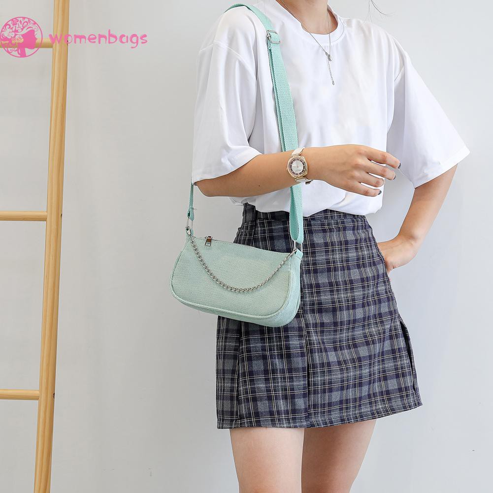 Túi đeo chéo vải nhung màu trơn có khóa kéo nhỏ nhắn thanh lịch thời trang cho nữ | BigBuy360 - bigbuy360.vn