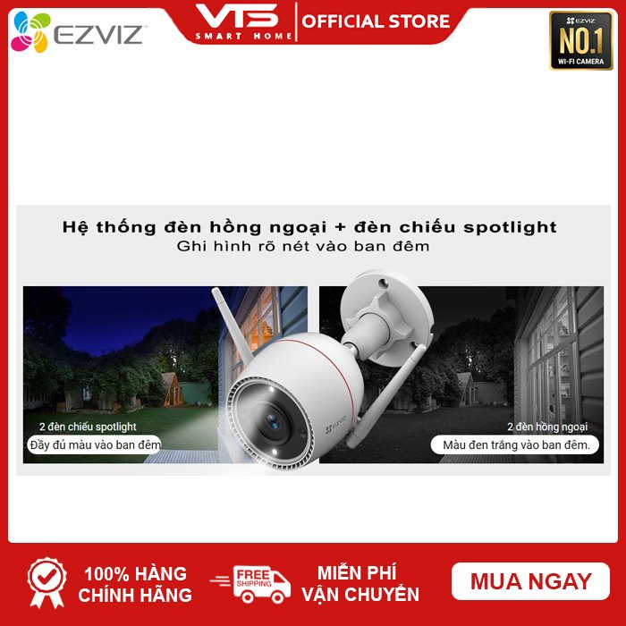 Camera Wifi EZVIZ C3TN 2K 3MP Full Color, Âm Thanh 2 Chiều, Nhận Diện AI,  - VTS