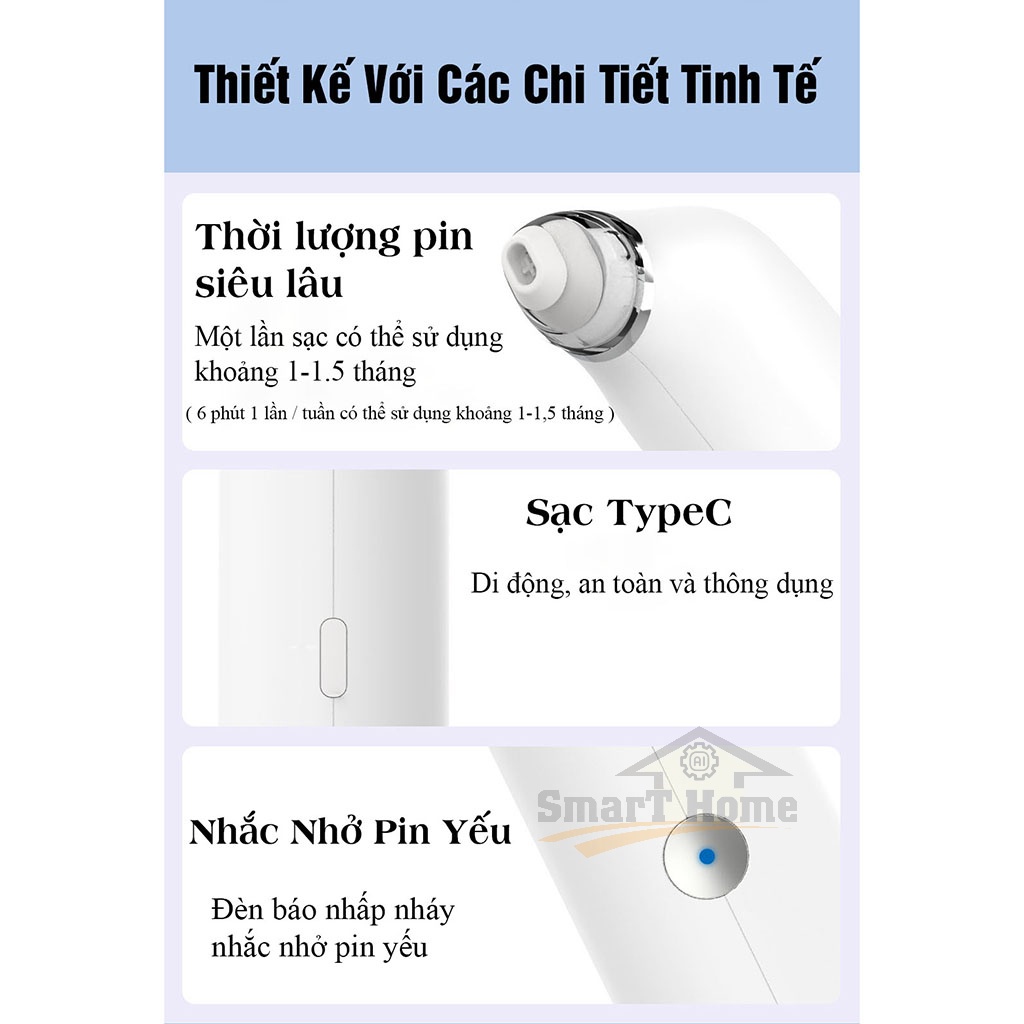 Máy Hút Mụn Xiaomi DOCO Chính Hãng - Máy Hút Mụn Cầm Tay Hút Sạch Sâu Nang Lông, Loại Bỏ Mụn Và Bã Nhờn Hiệu Quả