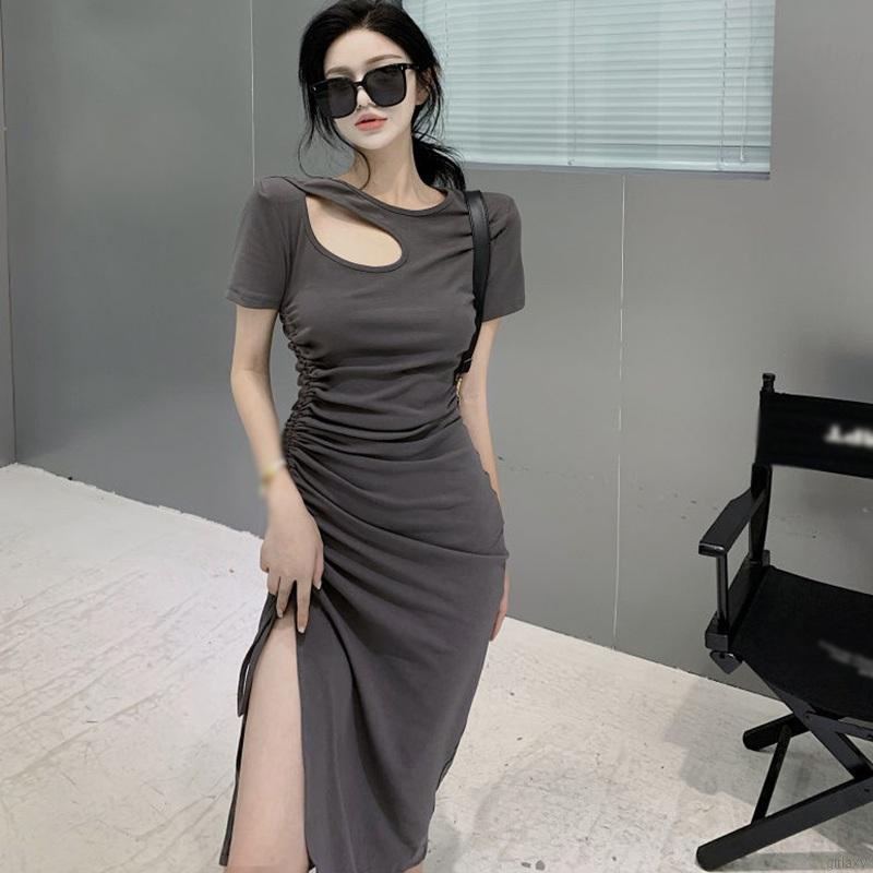 Đầm Midi Màu Sắc Đơn Giản Phong Cách Pháp Thời Trang Mùa Hè Cho Nữ