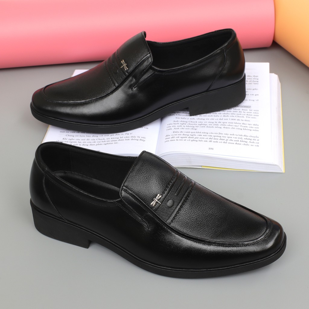 Giày lười nam trung niên da bò xịn xò, khâu đế chắc chắn - HT.NeO 4066