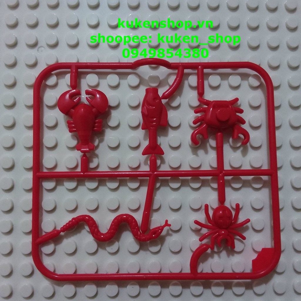 Một Vỉ Động Vật Tôm Cua Rắn Nhện Cá Màu Đỏ NO.459 - Phụ Kiện MOC