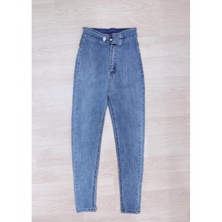 Quần Jean Nữ Cạp Cao 2 Cúc Co Giãn