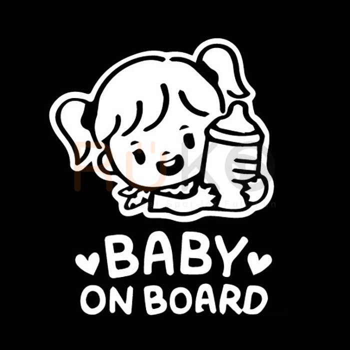 Tem dán,Sticker Baby On Board (Bé gái dễ thương)